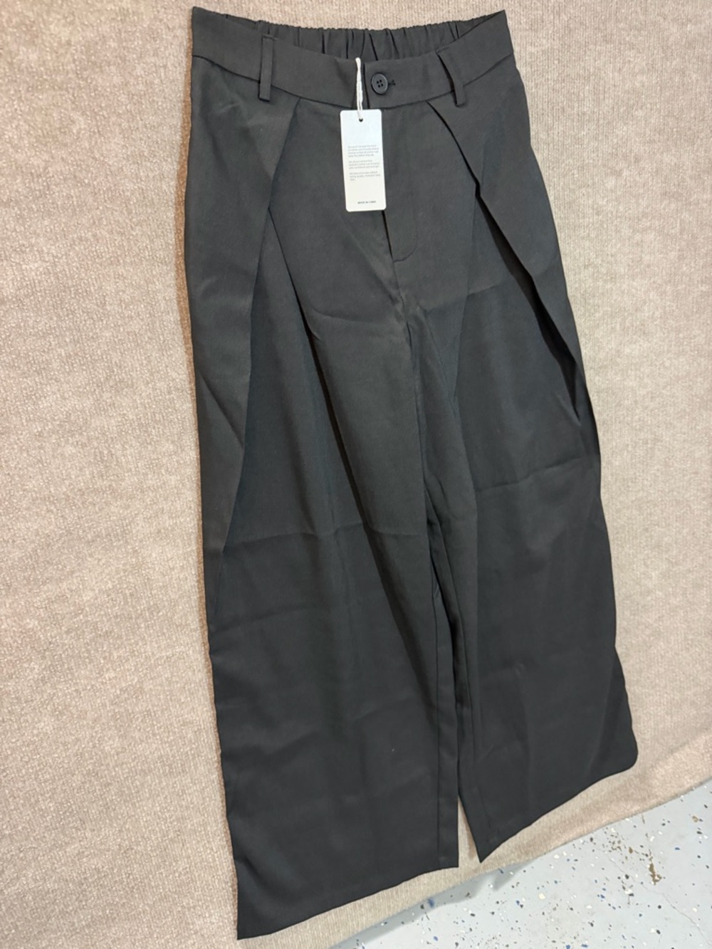 Black Wide Leg Pleated Trousers
